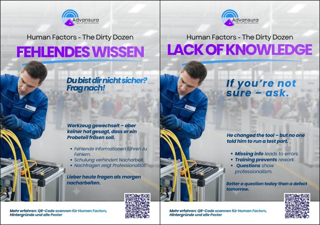 10 human factors dirty dozen poster lack of knowledge