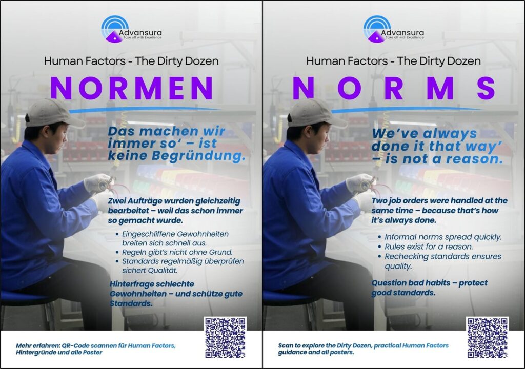 11 human factors dirty dozen poster norms