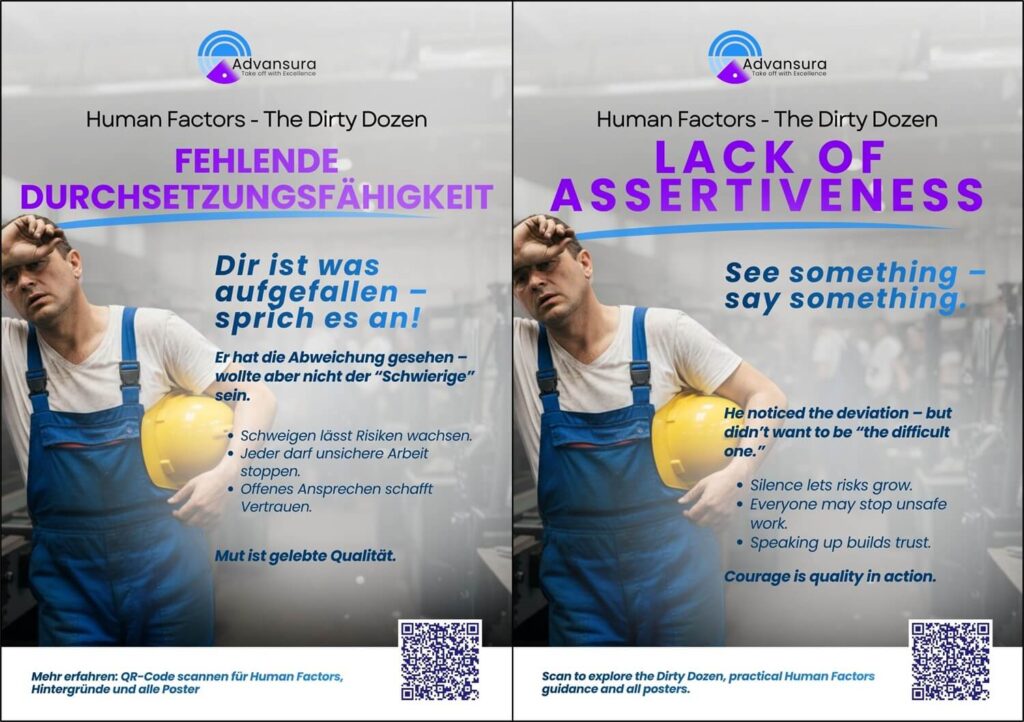 12 human factors dirty dozen poster lack of assertiveness